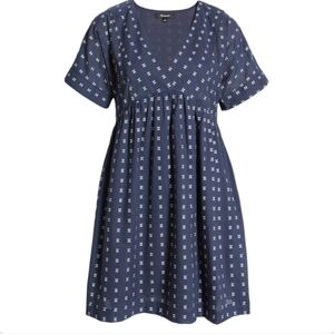 Madewell Textured Dot Mini Dress Navy V-Neck XS